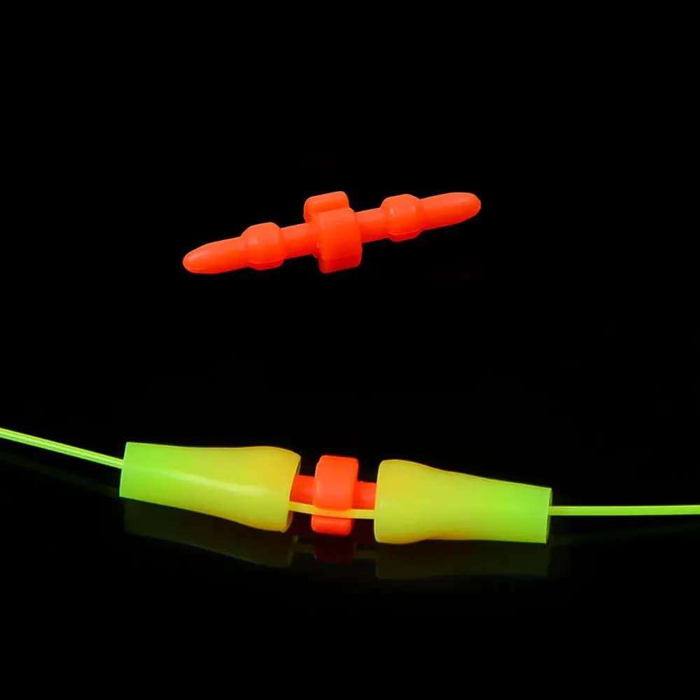 10 stoppeurs flotteurs pêche mer jaune orange accessoires clip anti-vent barre outil