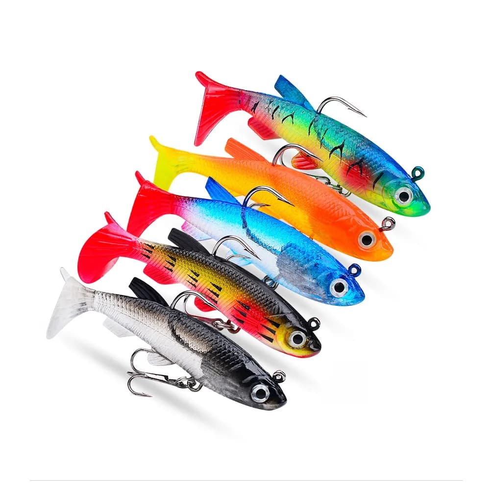 Leurre souple leurre pêche 75mm 85mm appât artificiel nageur coulé queue en T pour brochet perche