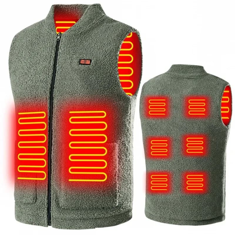 Veste chauffante USB hiver sans manches 3 températures réglables pour sport extérieur lavable