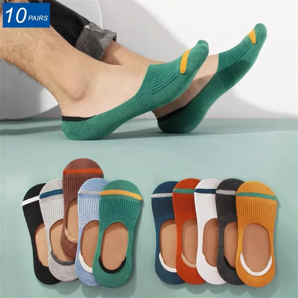 Lot 10 paires chaussettes bateau été invisibles - Antidérapantes fines pour pêche estivale