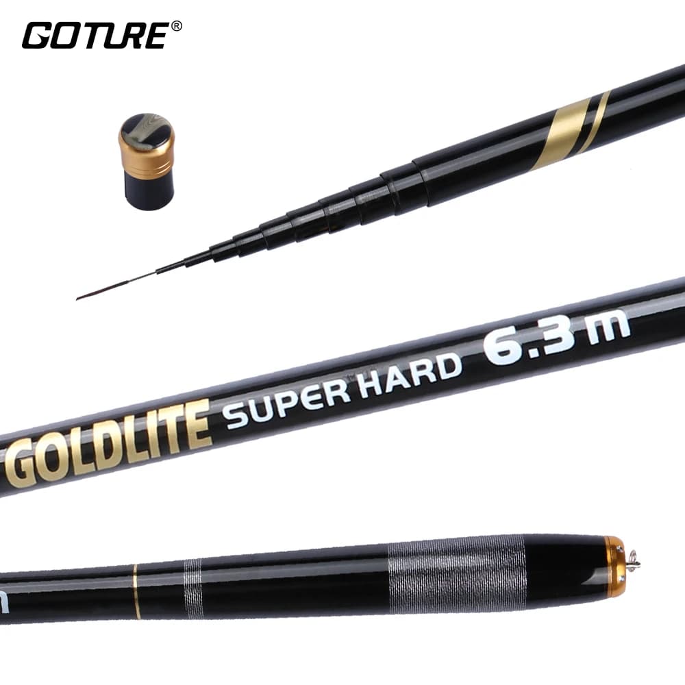 Canne à carpe télescopique Goture 46T fibre de carbone 3m à 7.2m ultra légère feeder tenkara pêche voyage