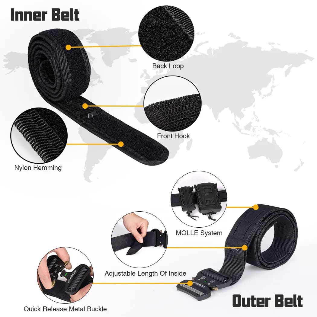 Ceinture tactique IDOGEAR 2 pouces boucle métal rapide Molle laser pêche chasse ceinture homme