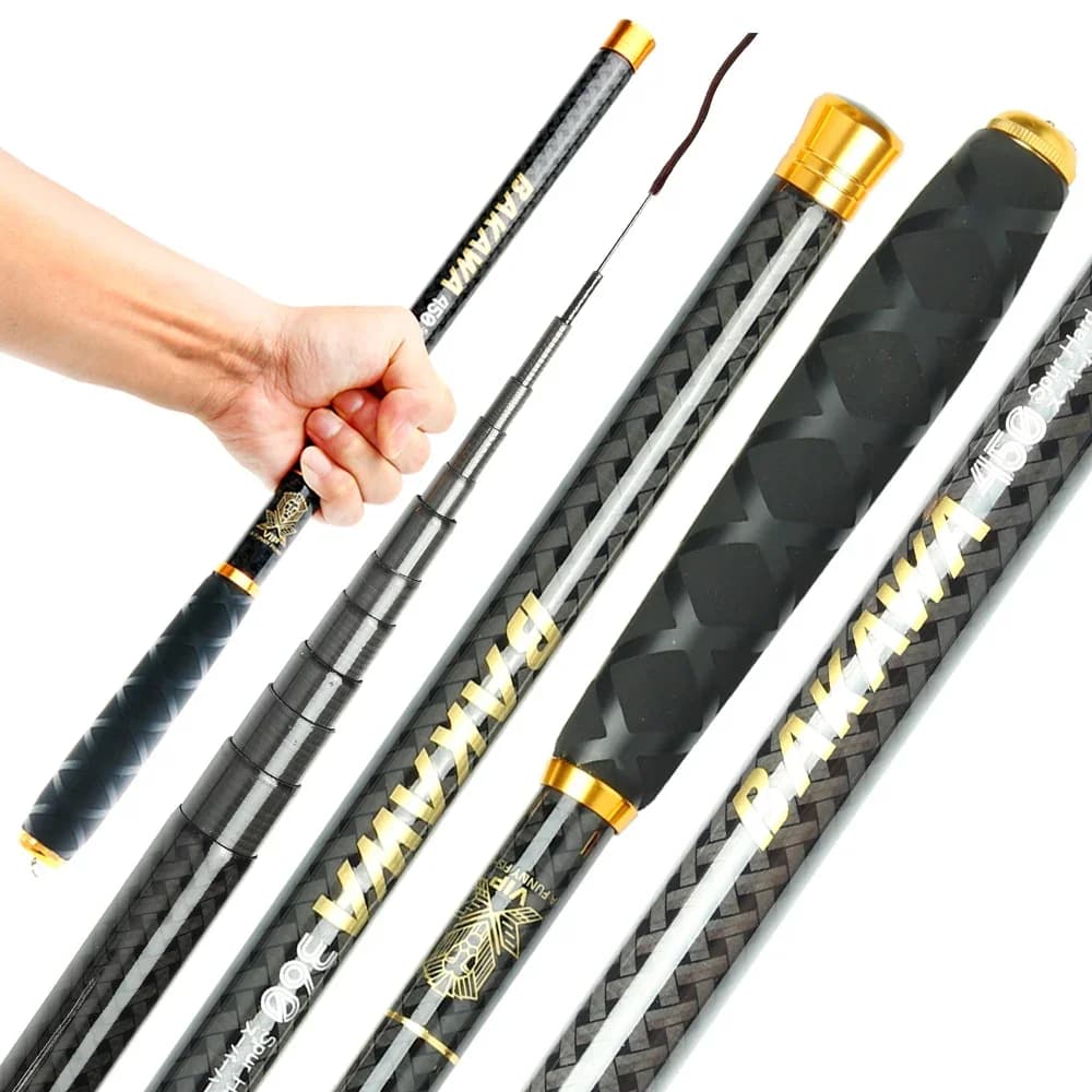 Canne télescopique BAKAWA 1.8-7.2m carbone ultraléger portable pour pêche au feeder et carpe en rivière