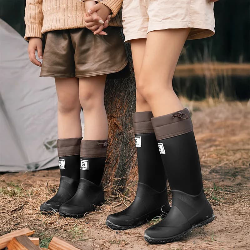 Bottes de pêche unisexe imperméables caoutchouc extérieur antidérapantes mode cordon homme tube long souple