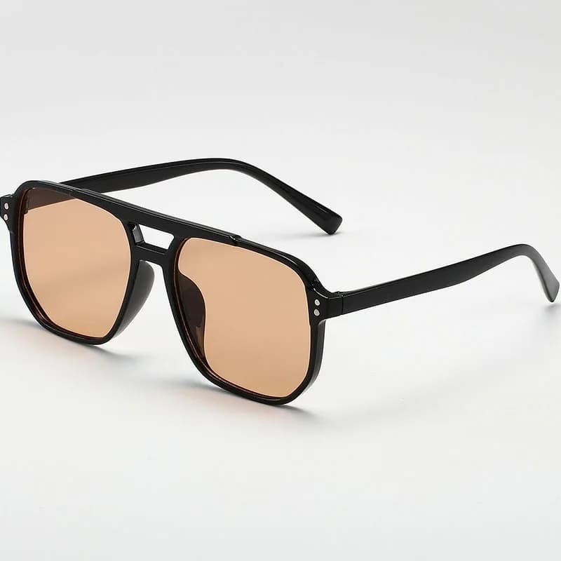 Lunettes de pêche vintage carrées unisexe grandes verres noirs UV400 pour hommes et femmes