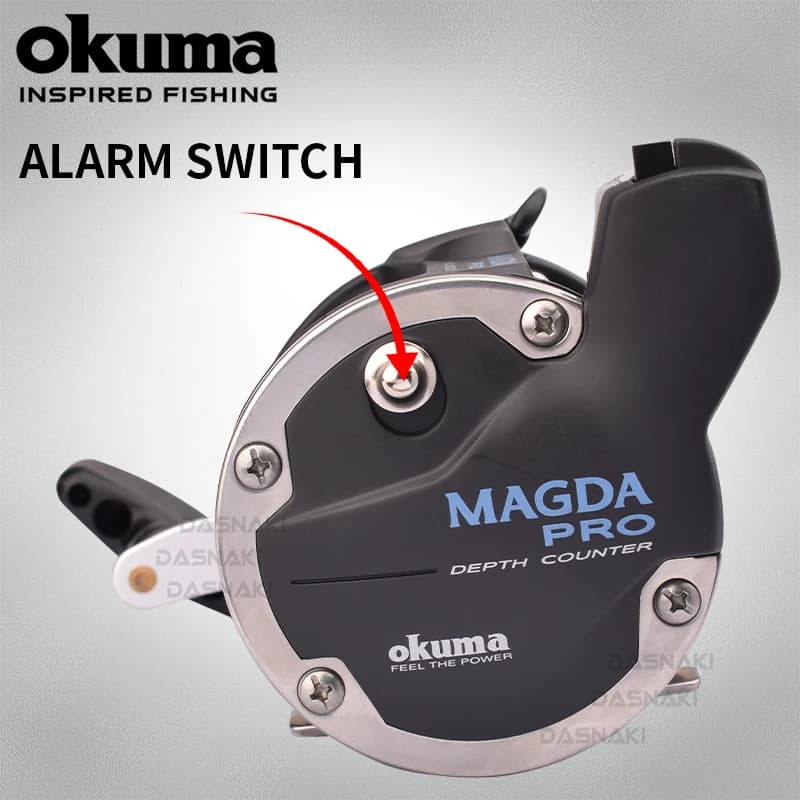 Moulinet mer Okuma Magda Linecounter MA-15DT-T avec compteur de ligne pour la pêche à la traîne et au vif