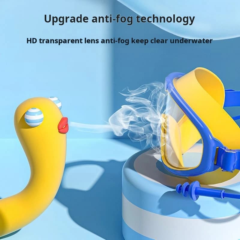 Lunettes de natation enfants grande monture étanches anti-buée HD avec embouts silicone