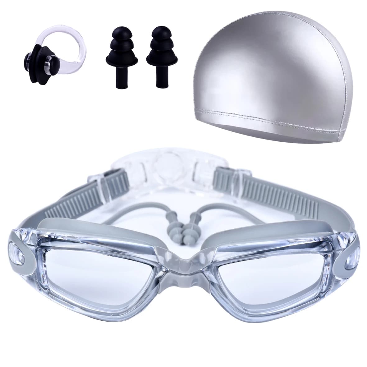 Lunettes de natation adultes étanches anti-buée HD - équipement piscine avec bonnet silicone