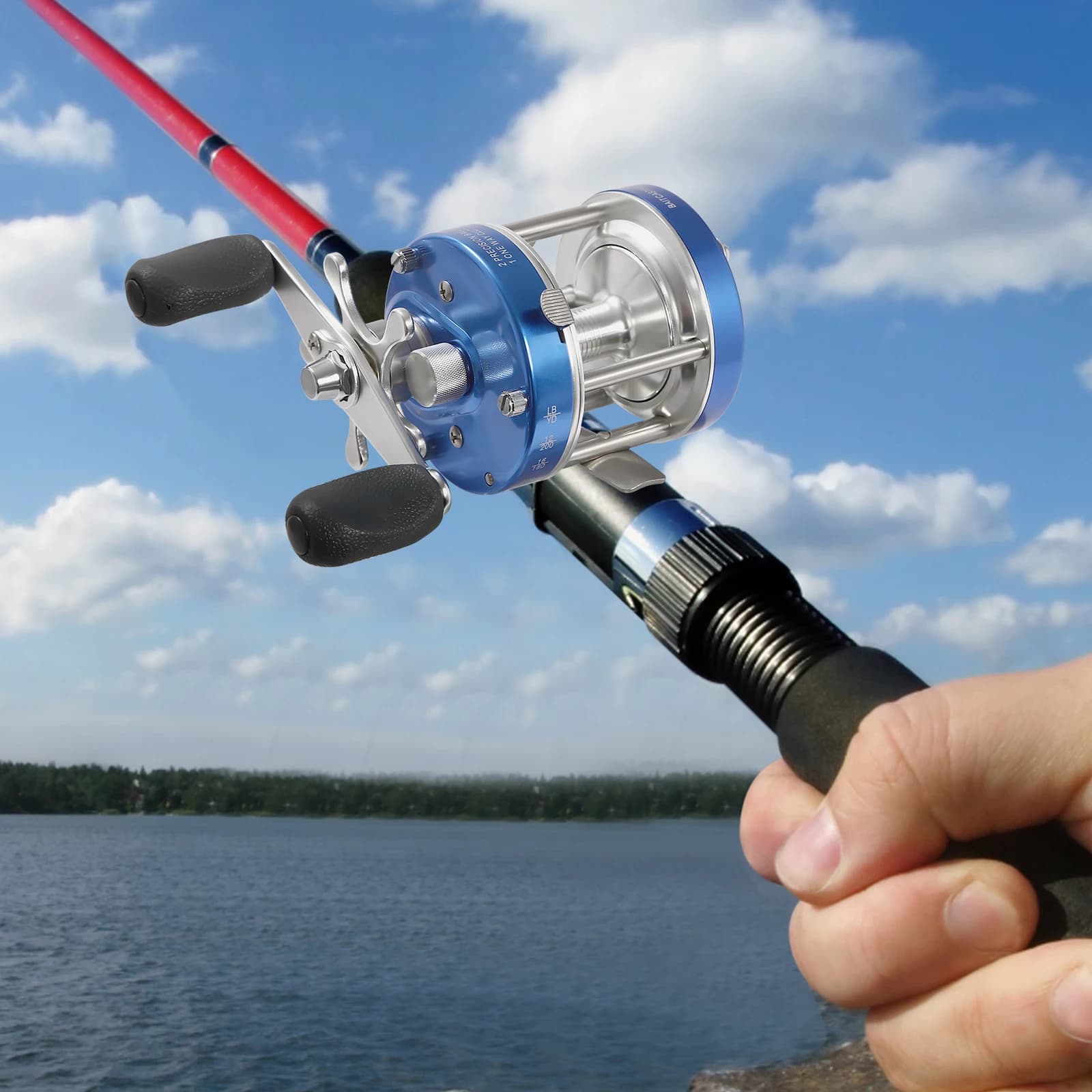 Moulinet casting rond conventionnel pour pêche au gros - Moulinet catfish #40 main gauche ou droite pour pêche traîne