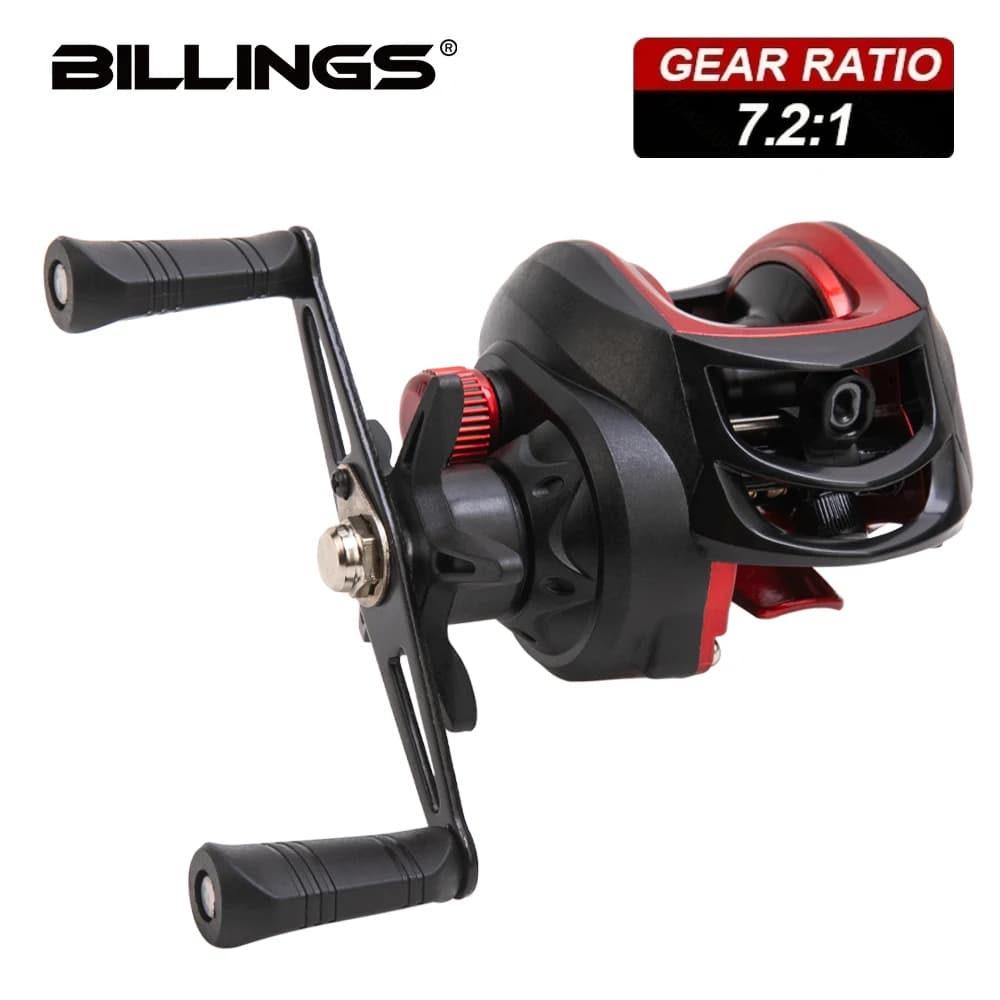 Moulinet de pêche casting BILLINGS BR Series 7.2:1 pour eau douce et mer, 18LB de frein, spool shallow