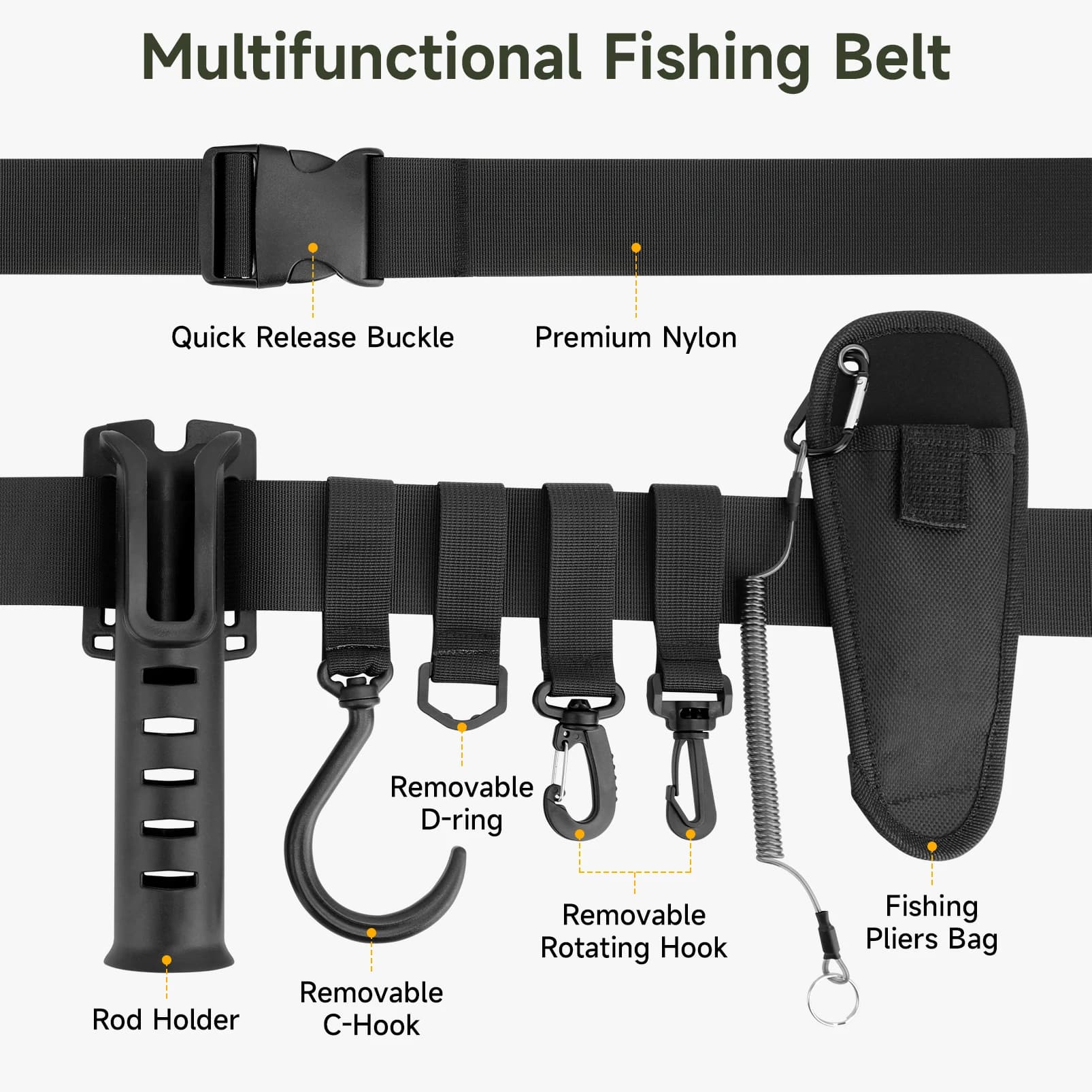 Ceinture porte-canne de pêche réglable - Holster de canne pour pêche en waders avec insert portable