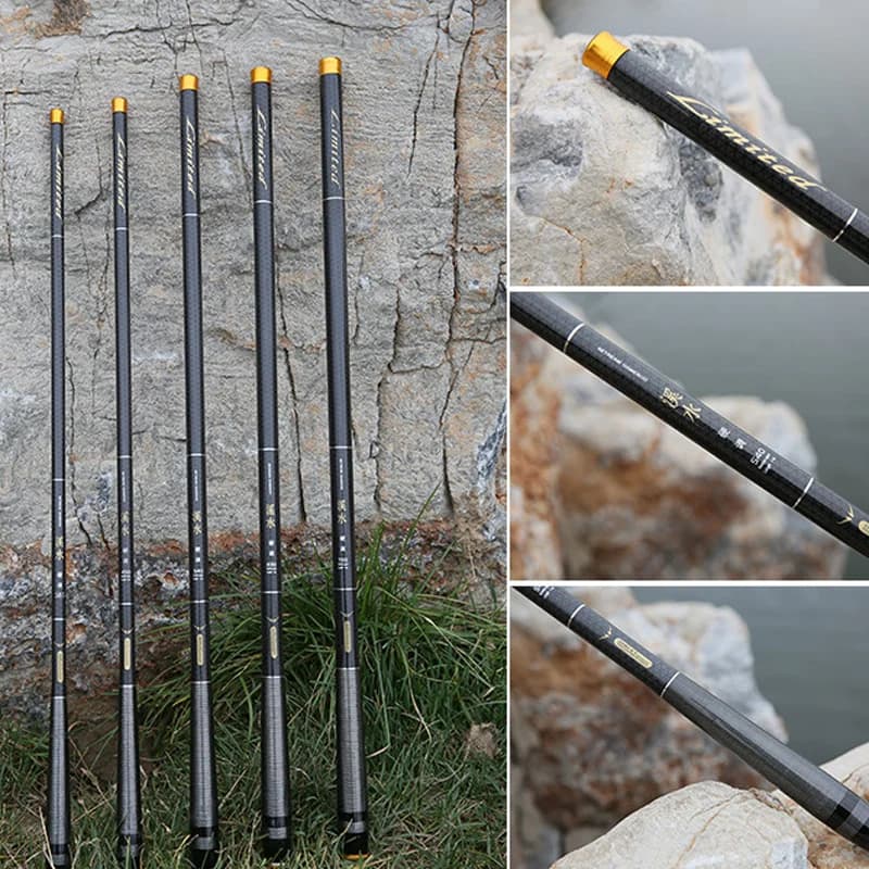 Canne télescopique super légère carbone 1 pièce 3.6 à 7.2m pour pêche en rivière et ruisseau