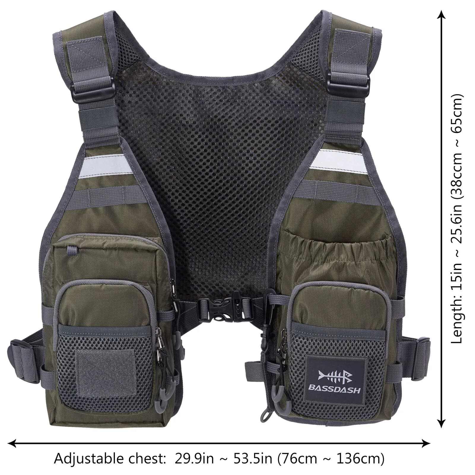 Gilet de pêche à la mouche ultra-léger Bassdash FV08 pour homme et femme, sac poitrine portable