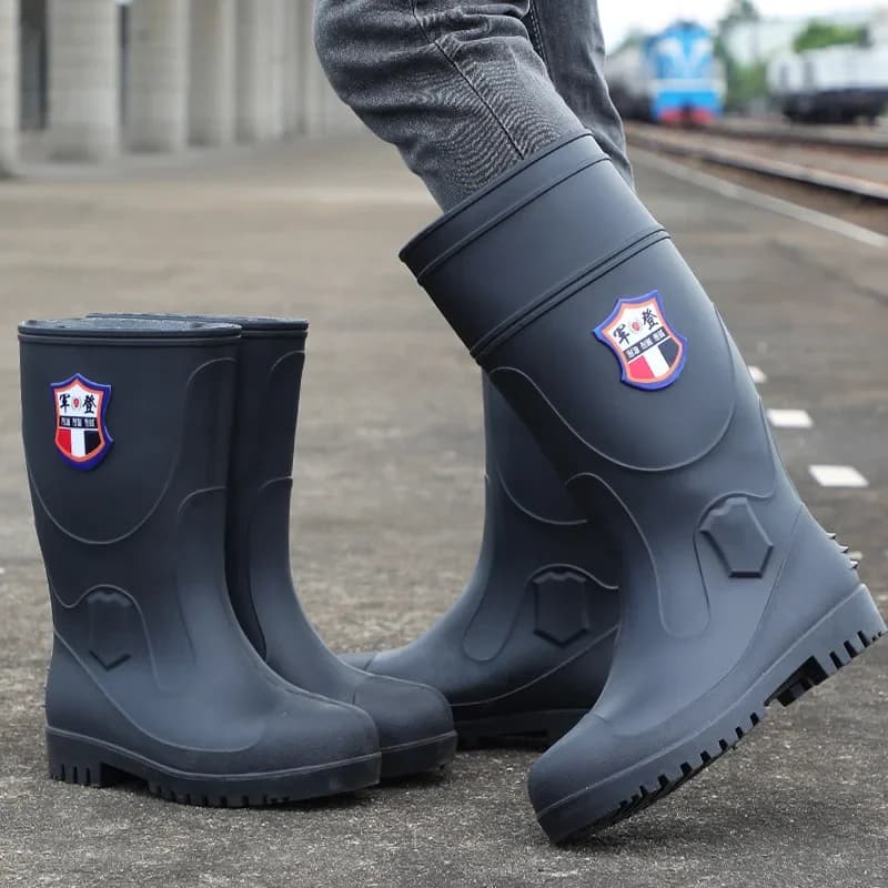 Bottes de travail imperméables homme femme embout acier semelle acier antidérapantes PVC protection