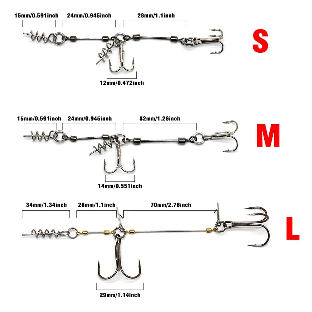 Montage Pike Stinger Rig MNFT avec hameçons triples et plombs réglables pour swimbaits pêche brochet