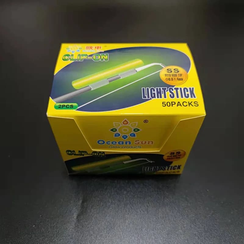 Lot de 100 bâtons lumineux fluorescents pour pêche de nuit, clipsables sur canne, tailles S à