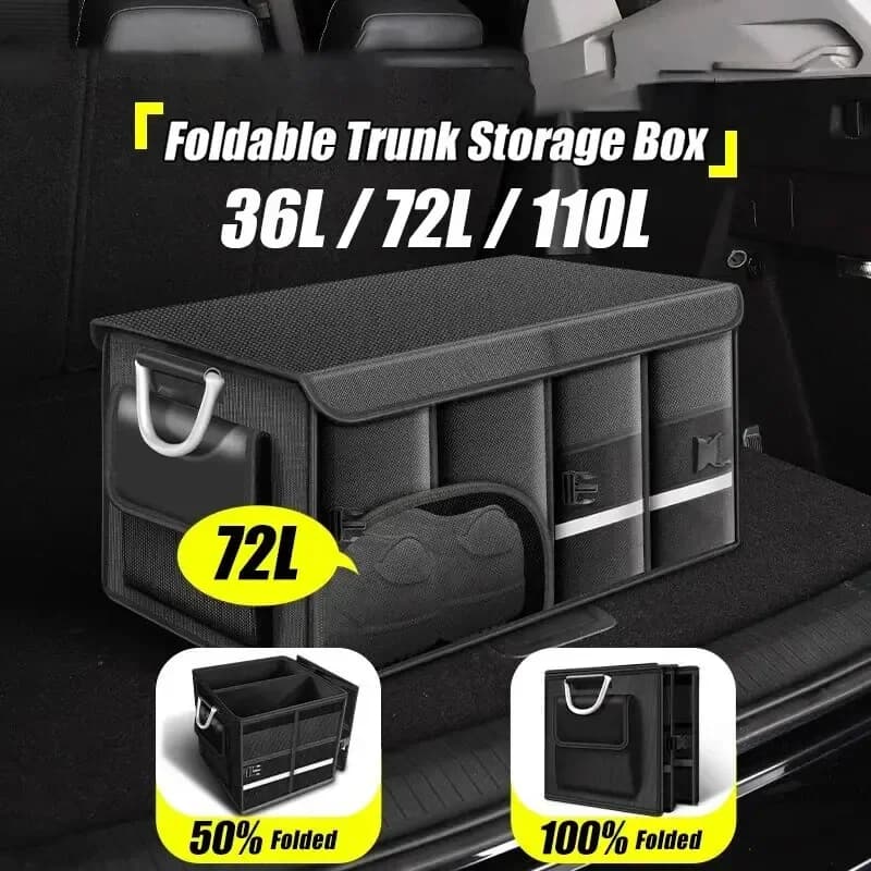Coffre de rangement pliable 110L étanche Oxford - Organisateur voiture pour camping et pêche