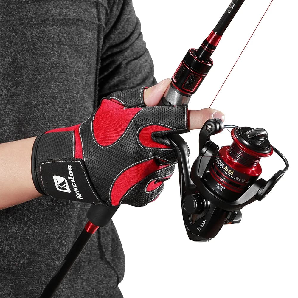 Gants de pêche trois doigts Outdoor Exposed homme femme antidérapants pour vélo et sports nautiques