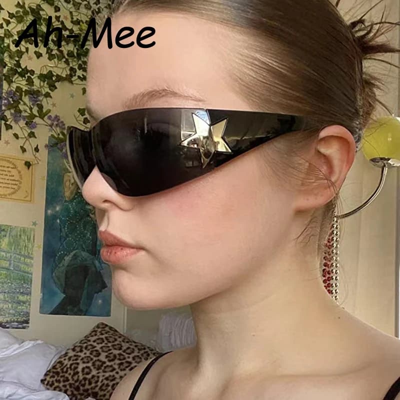 Lunettes de soleil rimless punk pour femme pêcheuse - Style Y2K pour pêche sportive tendance