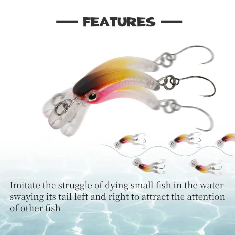 Mini leurre truite flottant 1.2g minnow micro appât dur wobbleur perche et brochet
