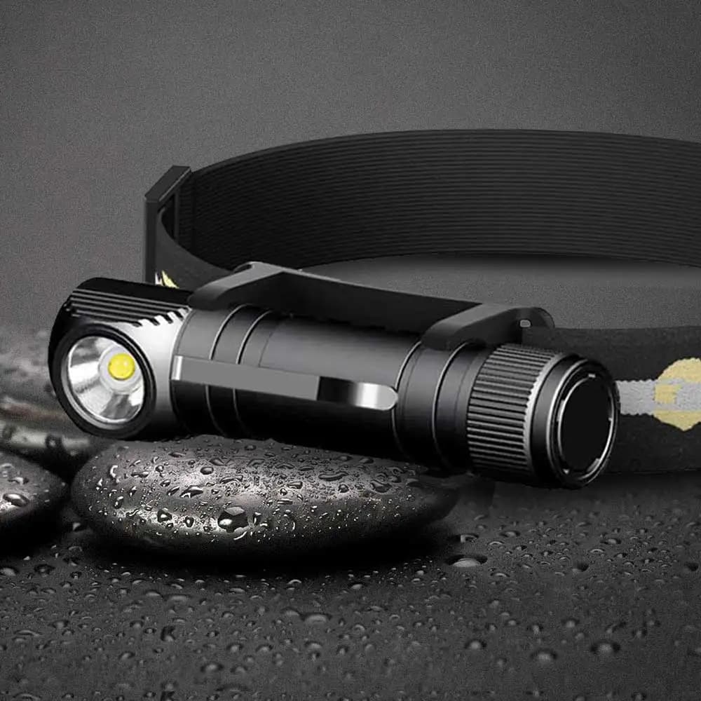 Lampe frontale HD30B rechargeable USB-C 1200lm LED puissante avec queue magnétique pour pêche nocturne