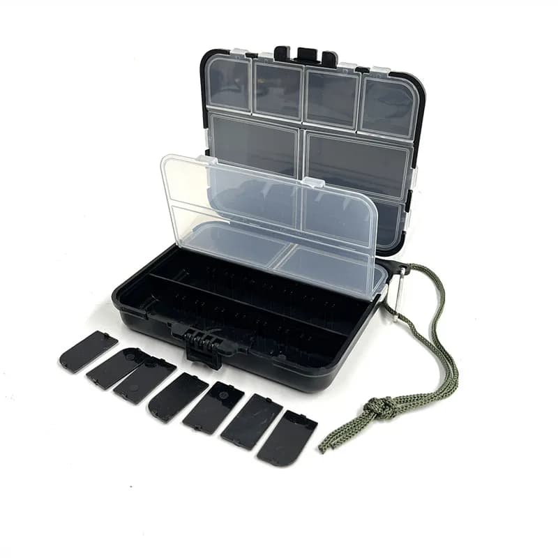 Boîte de rangement pêche double face pour accessoires, hameçons et appâts carpe