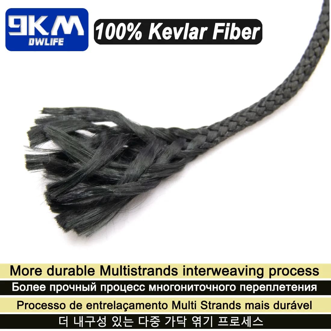 Corde de pêche Kevlar noir haute résistance 50 à 2000 lbs pour ligne de traction et kite