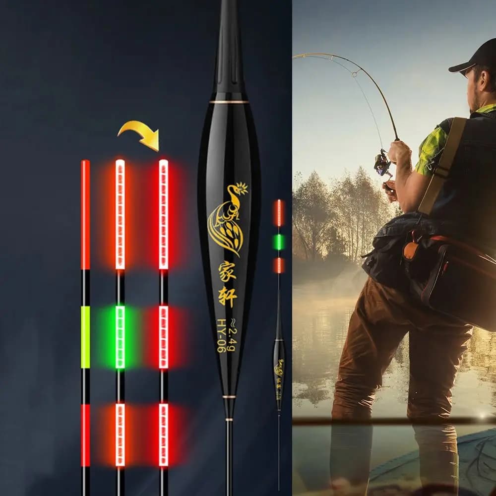 Float électronique indicateur pêche dérive tube lumineux 2 leds flotteur nuit pêche rocheuse détection touches