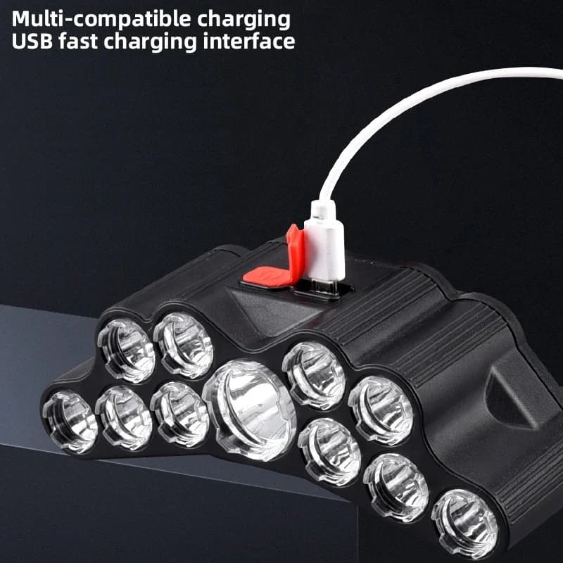 Lampe frontale 5/11 LED puissante rechargeable USB avec batterie 18650 pour pêche et extérieur - Lanterne frontale