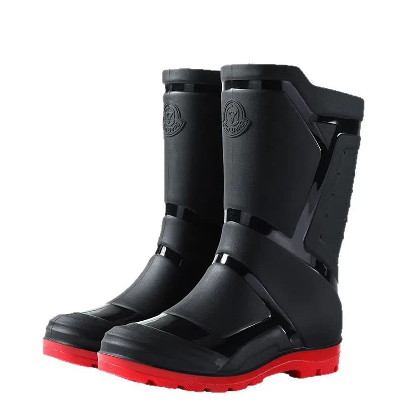 Bottes de pluie homme style britannique contrastées mi-haute grande taille pêche travail résistantes
