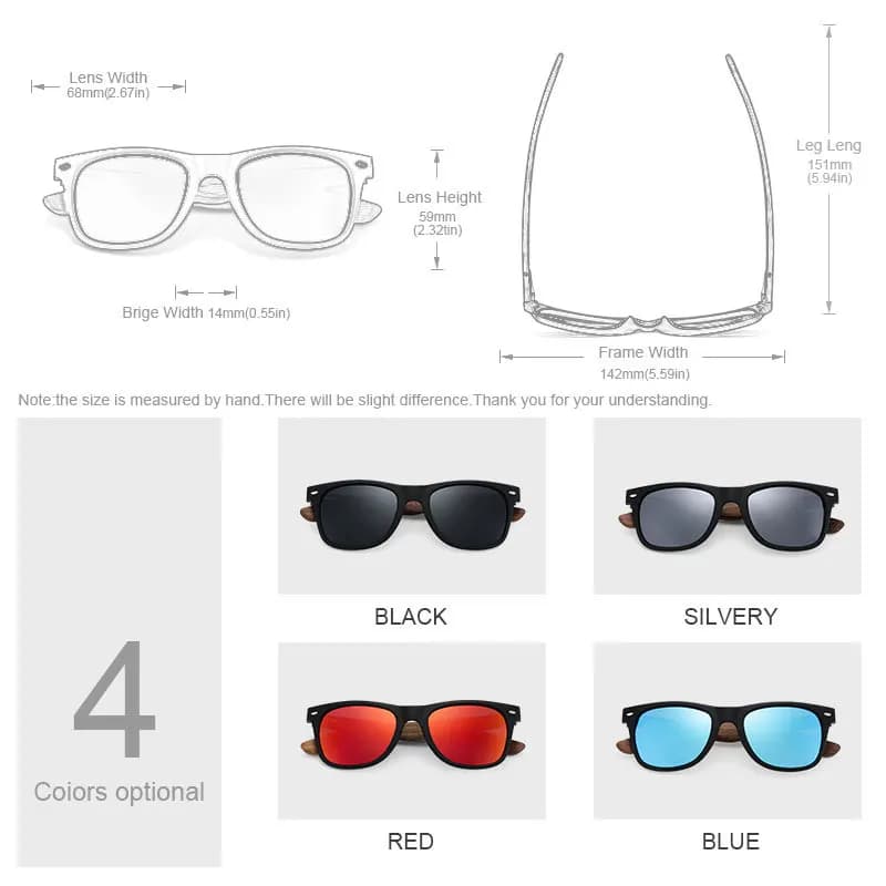 Lunettes de soleil bois naturel pour hommes polarisées - Cadre TR90 - Modèle original Oculos De Sol