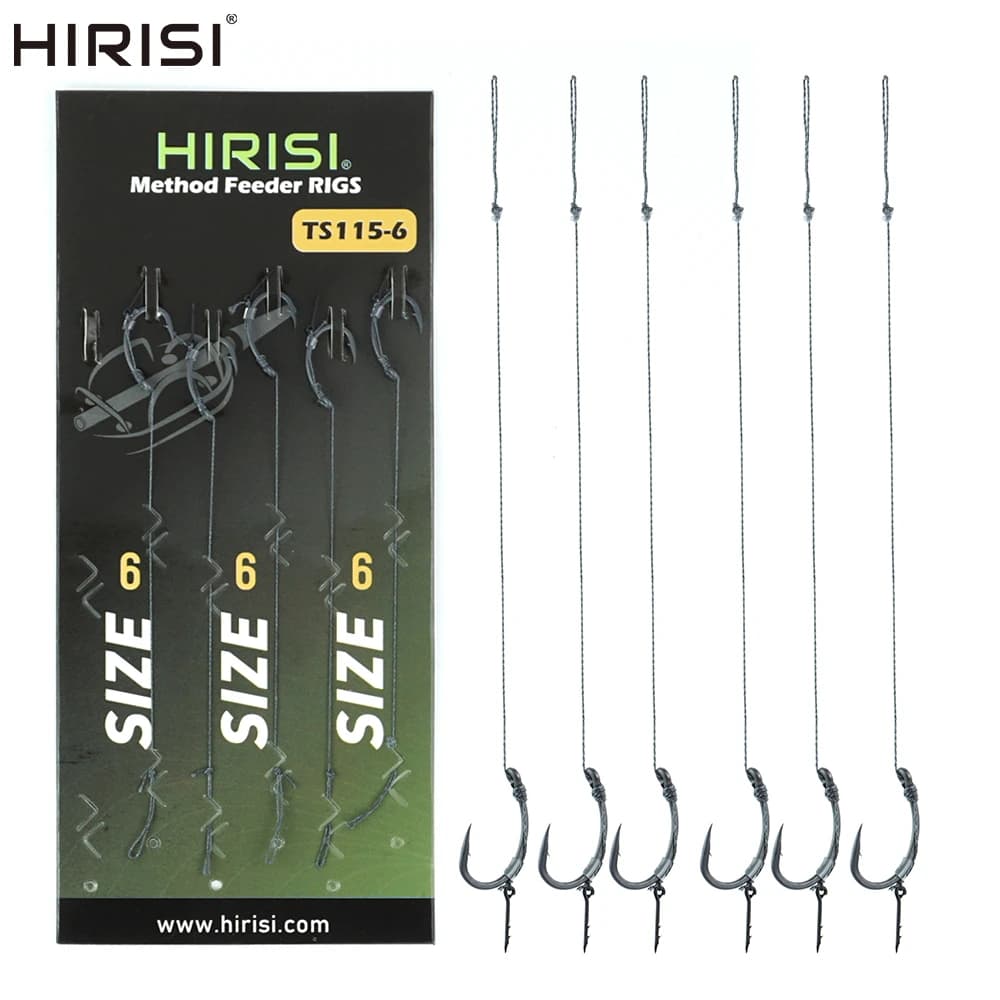 Kit de 6 hameçons prêts à pêcher pour la carpe et feeder - Accessoires montage TS115 Hirisi