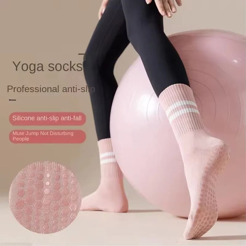 Lot 4 paires chaussettes pilates yoga avec grips anti-dérapants pour barre ballet danse