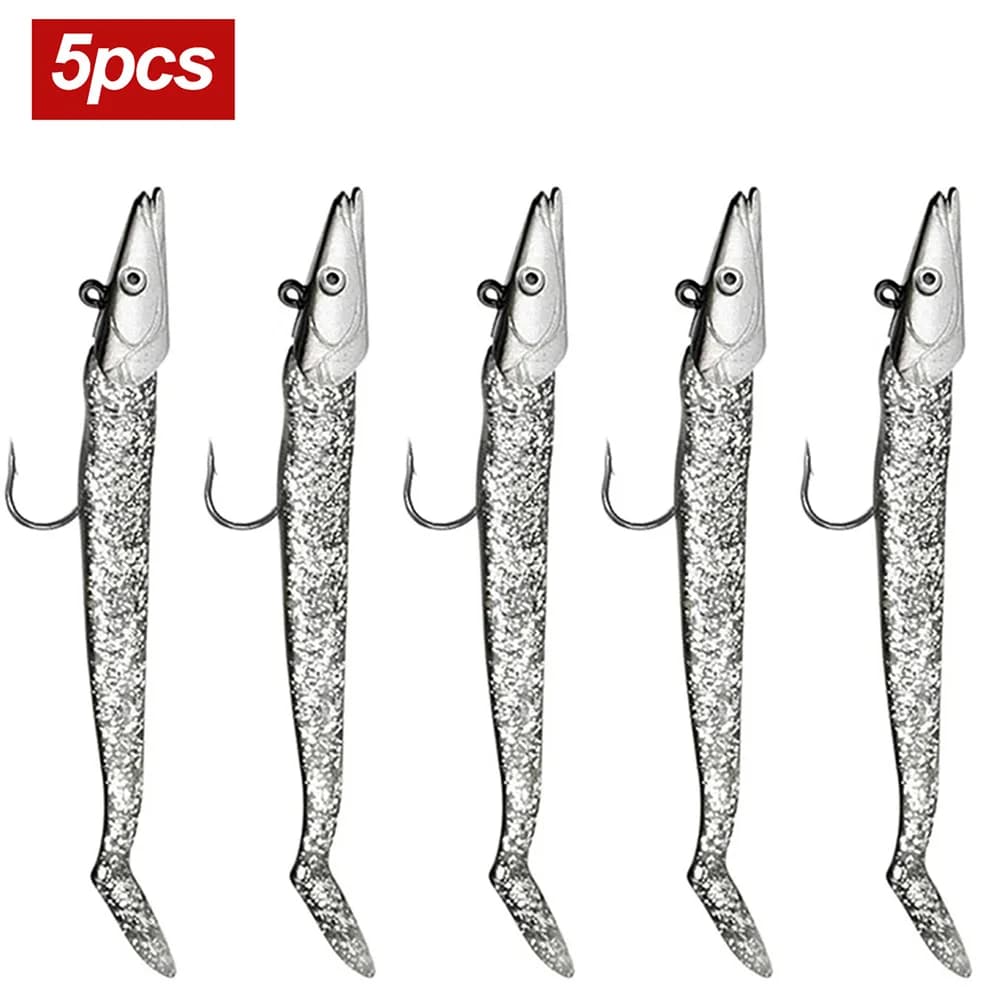 5 leurres souples cuillers 10g 11cm pour pêche carnassiers avec jig et cuillère