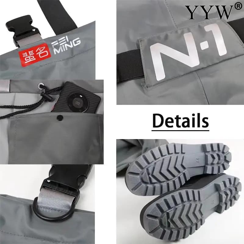 Combinaison de pêche étanche avec bottes intégrées pour homme et femme - Pantalon cuissard nylon