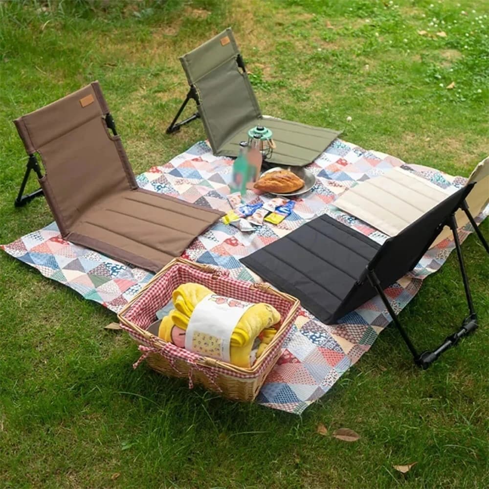 Chaise pliante de jardin avec coussin dossier - Siège paresseux pour pique-nique et pêche plage