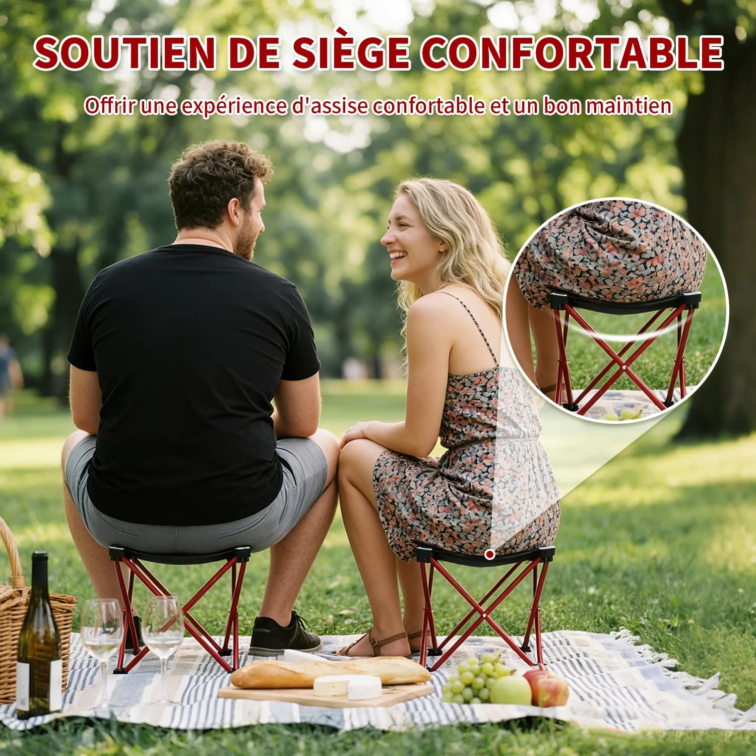 Tabouret pliable MAPLEAF ultraléger pour pêche randonnée camping et pique-nique outdoor