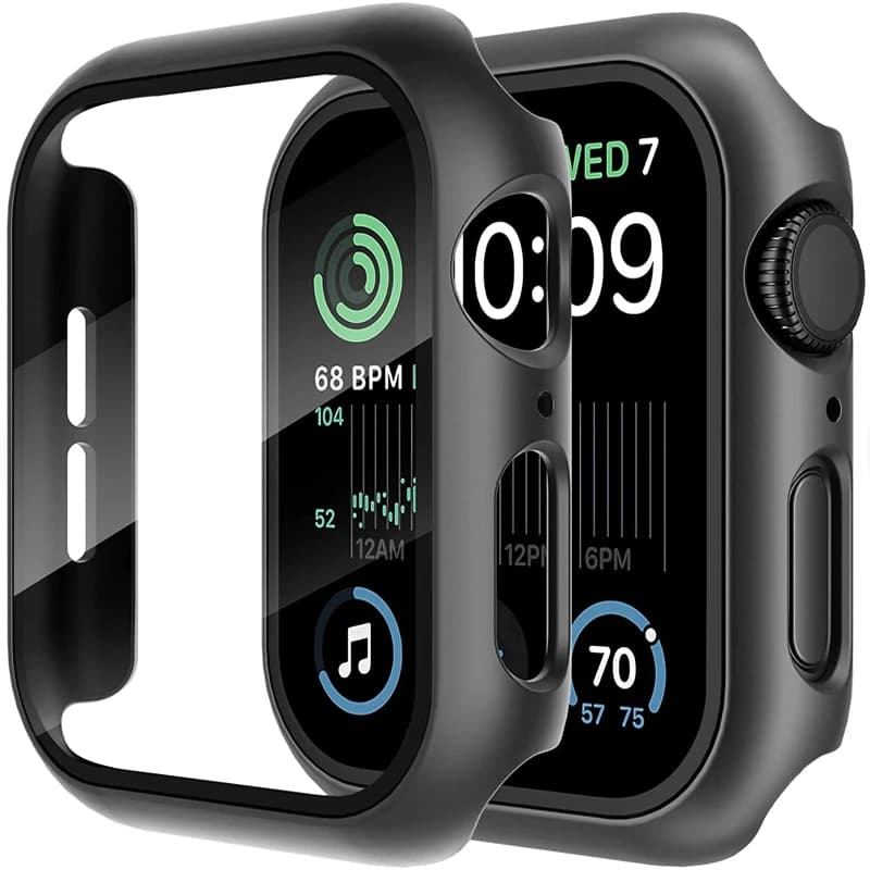 Protection verre trempé et coque pour Apple Watch série 9 8 7 6 SE 5 étanche pêche