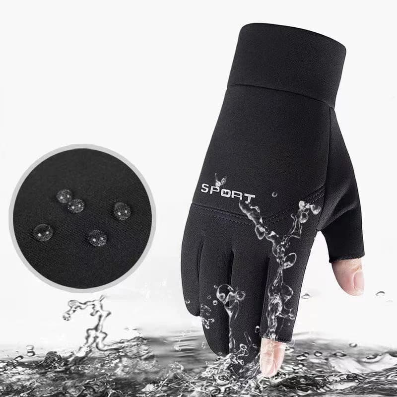 Gants de pêche hiver femme homme - Chauffants anti-dérapants écran tactile 2 doigts coupés pour pêche