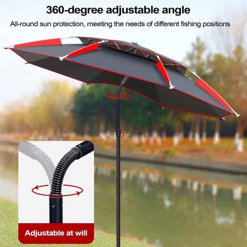 Parapluie de pêche 1,8m rotation 360° épais pliable protection soleil neige plage camping