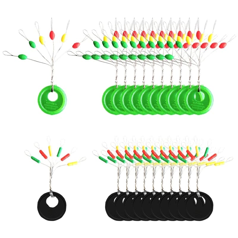 60 haricots espaceurs flotteurs ovale couleur caoutchouc ligne pêche accessoires équipement