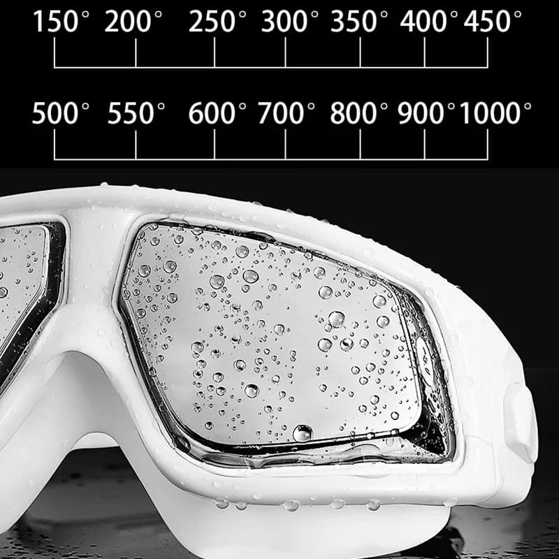 Lunettes natation myopie -1.5~-10.0 grand cadre silicone HD clair anti-buée yeux gauche droit
