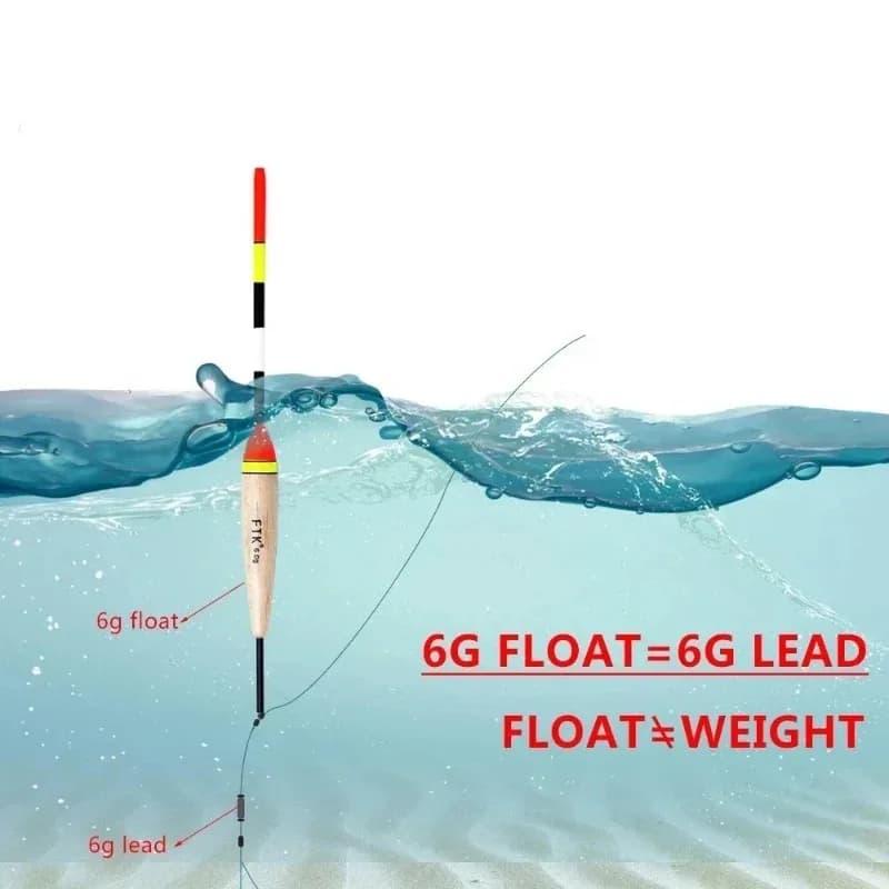 5 flotteurs de pêche haute visibilité néon avec âme bois et émerillon anti-torsion 2-5g pour eau