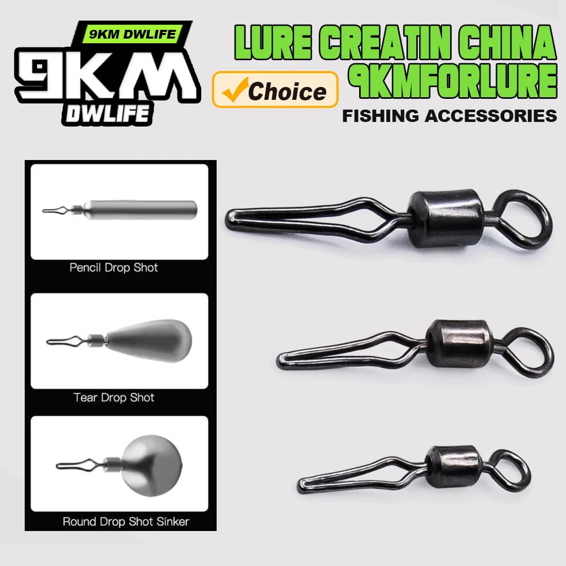 Lot de 50 plombs de pêche 9KM avec émerillons clips - Accessoires pour moulage de plombs maison