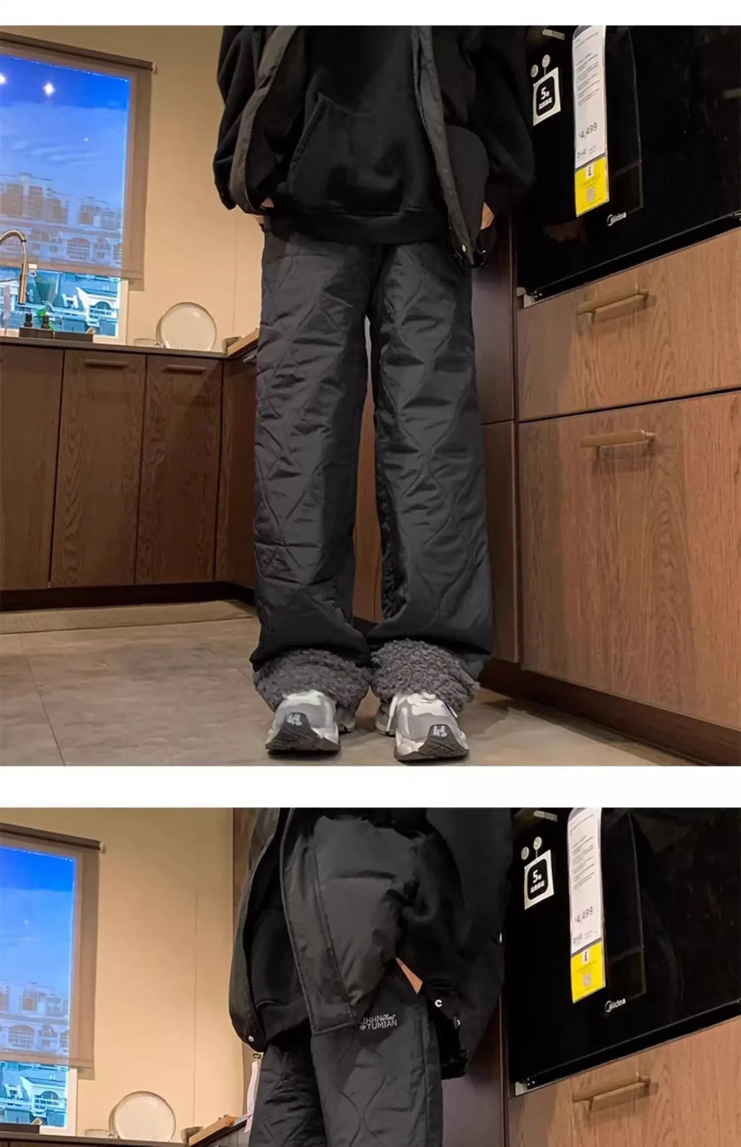 Pantalon d'hiver épais en coton imperméable avec polaire et broderie pour homme et femme