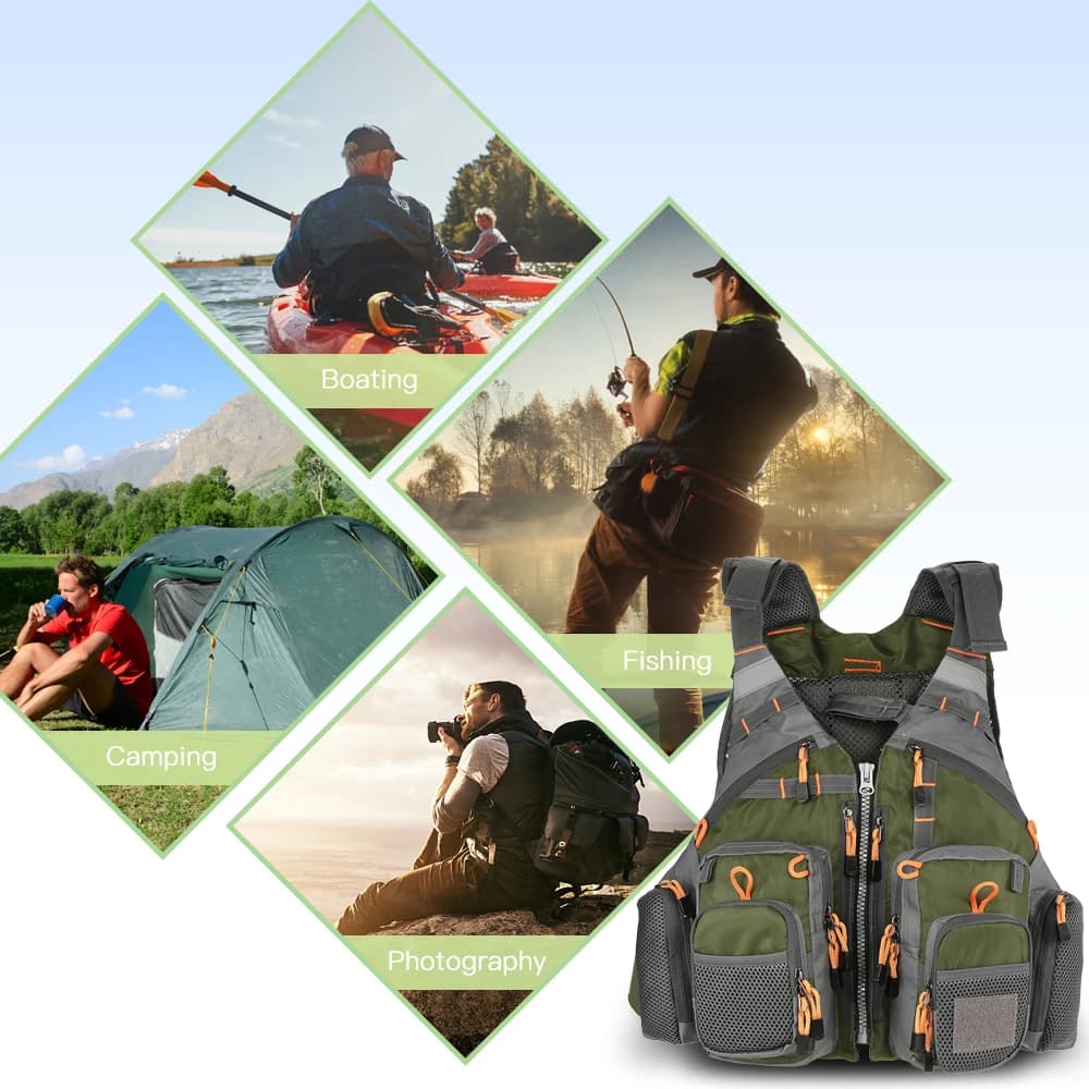 Gilet de sécurité pêche et kayak flottant EPE pour sports nautiques et baignade