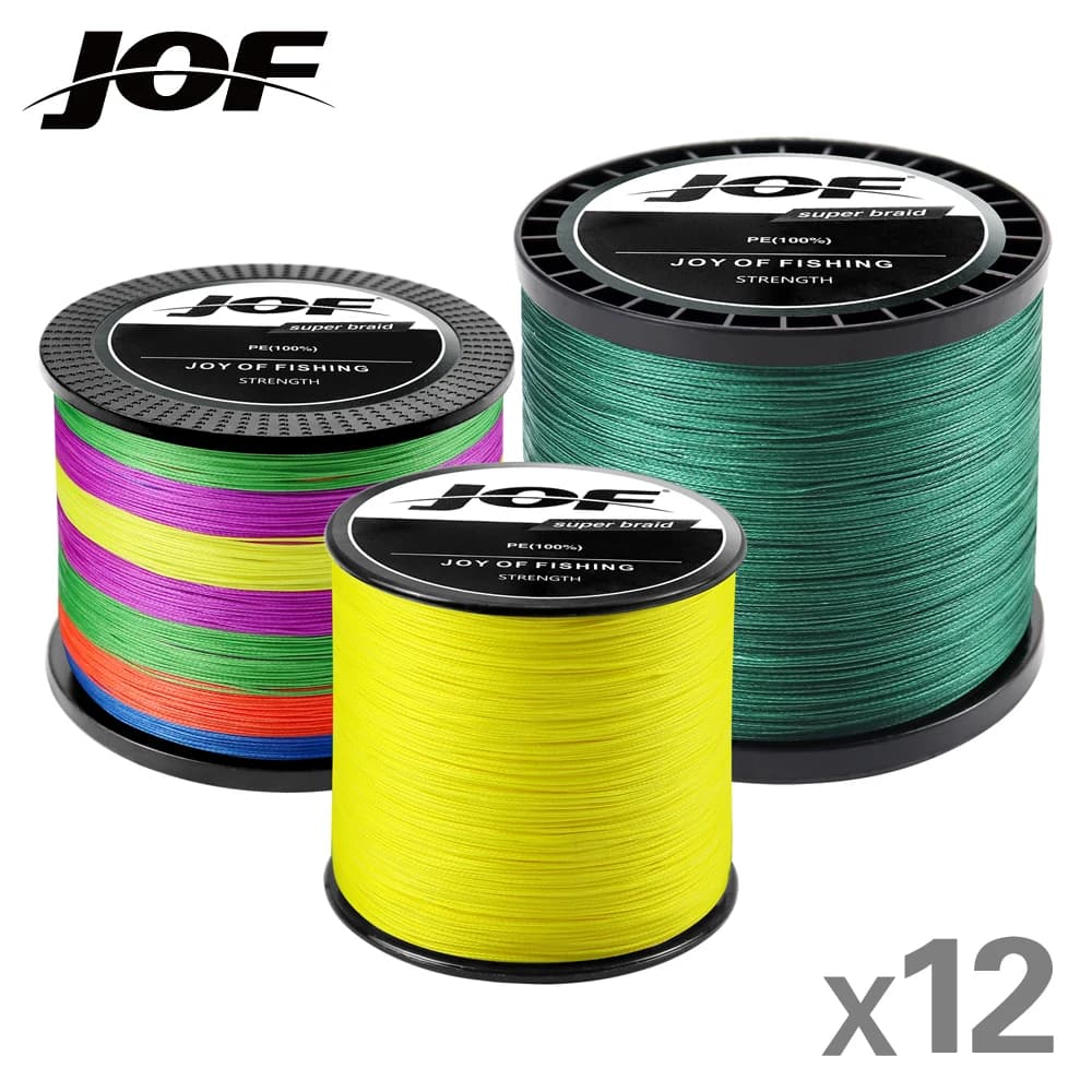 Ligne de pêche tressée JOF X12 12 brins multicolore pour mer - 33 à 150LB longueur 300M à 1000M