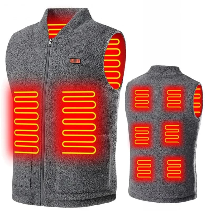 Veste chauffante USB hiver sans manches 3 températures réglables pour sport extérieur lavable
