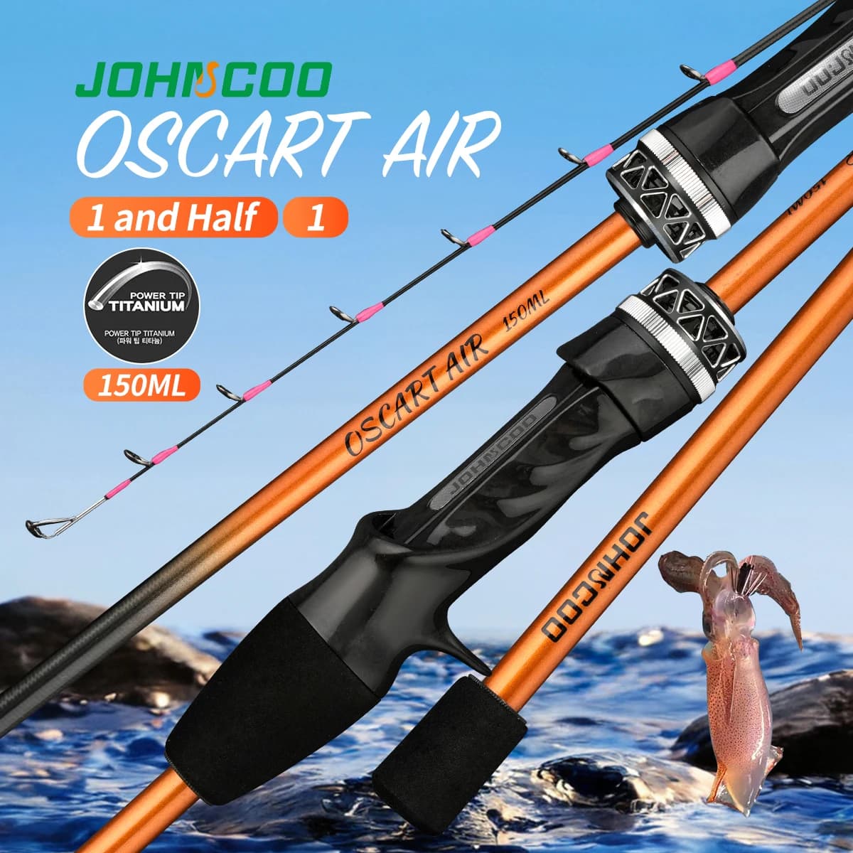 Canne à pêche Johncoo 1.5m une section pointe titane 43g - Canne légère casting pour pêche en bateau