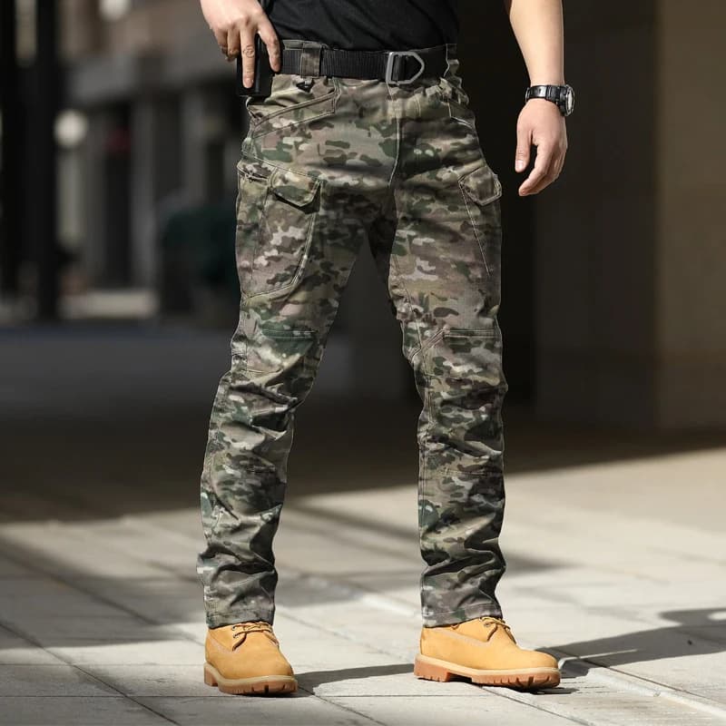 Pantalon camouflage armée slim fit homme automne pêche extensible poches loisir droit long